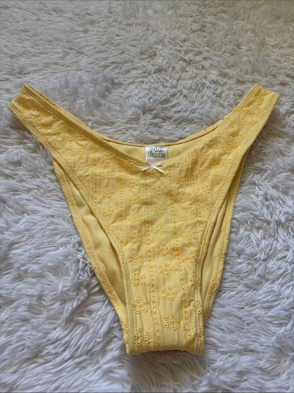 NWT Wild Fable Light Yellow Front V-Waist Low Rise Ultra High Leg Swim Bottoms L